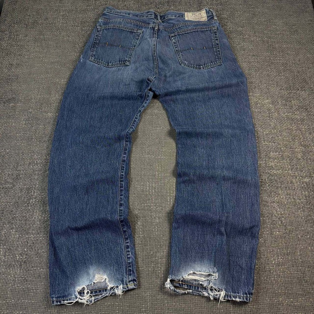 Polo Ralph Lauren Jeans Mens 34x30 Blue Distressed Wide Straight Leg Vintage Y2K